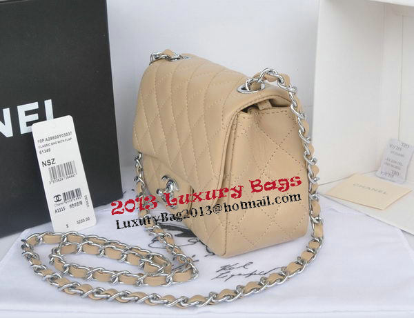 Chanel mini Classic Flap Bag Apricot Original Sheekskin CHA1115 Silver Chanel mini Classic Flap Bag Apricot Original Sheekskin CHA1115 Silver