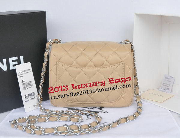 Chanel mini Classic Flap Bag Apricot Original Sheekskin CHA1115 Silver Chanel mini Classic Flap Bag Apricot Original Sheekskin CHA1115 Silver