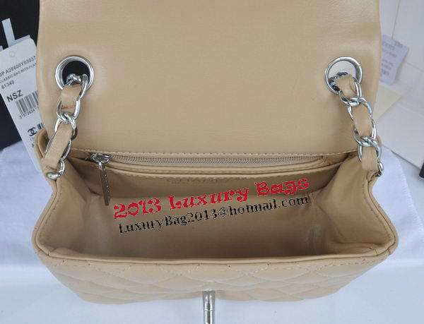 Chanel mini Classic Flap Bag Apricot Original Sheekskin CHA1115 Silver Chanel mini Classic Flap Bag Apricot Original Sheekskin CHA1115 Silver
