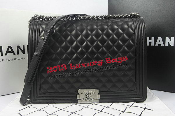 Boy Chanel Flap Shoulder Bag Black Original Sheepskin A67087 Silver Boy Chanel Flap Shoulder Bag Black Original Sheepskin A67087 Silver