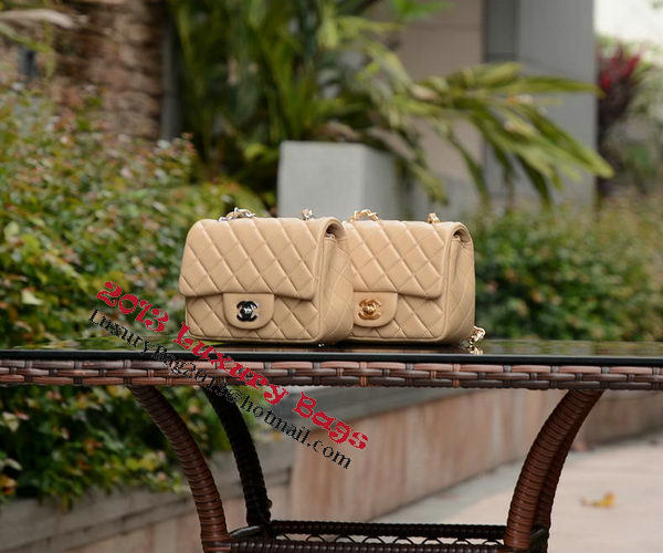 Chanel Classic MINI Flap Bag Apricot Sheepskin A37585 Silver