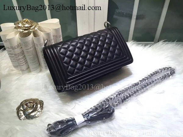 Boy Chanel Flap Shoulder Bag Black Sheepskin Leather A67086 Silver Boy Chanel Flap Shoulder Bag Black Sheepskin Leather A67086 Silver