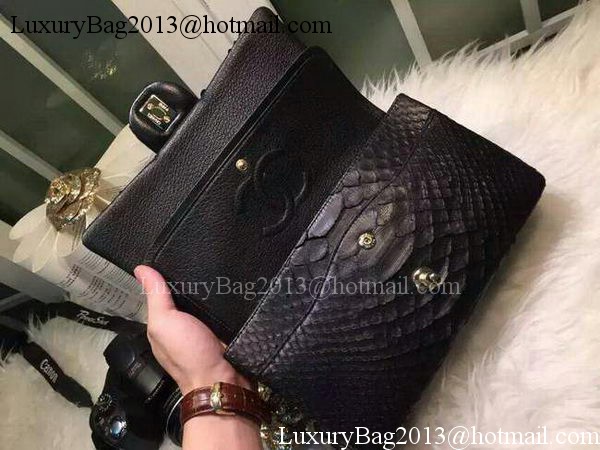 Chanel 2.55 Series Flap Bags Original Snake Leather A1112SA Black Chanel 2.55 Series Flap Bags Original Snake Leather A1112SA Black