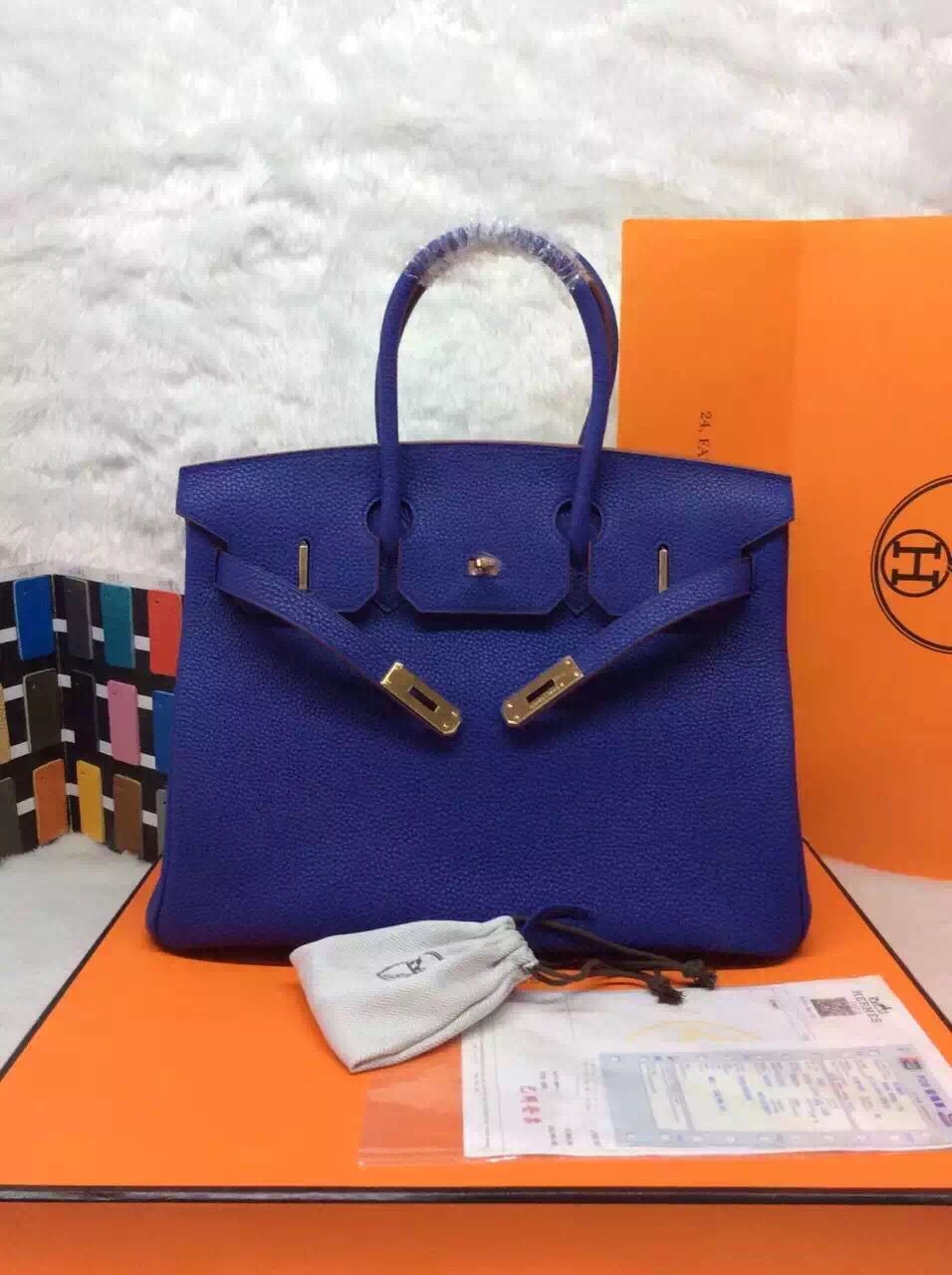 Hermes Birkin 35CM 30CM Tote Bag Grainy Leather H35H30 Blue Hermes Birkin 35CM 30CM Tote Bag Grainy Leather H35H30 Blue