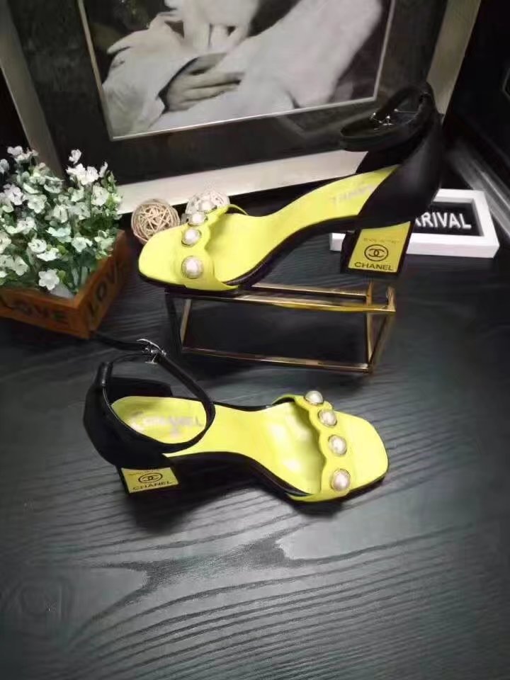 Chanel 60mm Sandal Leather CH2147 Yellow Chanel 60mm Sandal Leather CH2147 Yellow