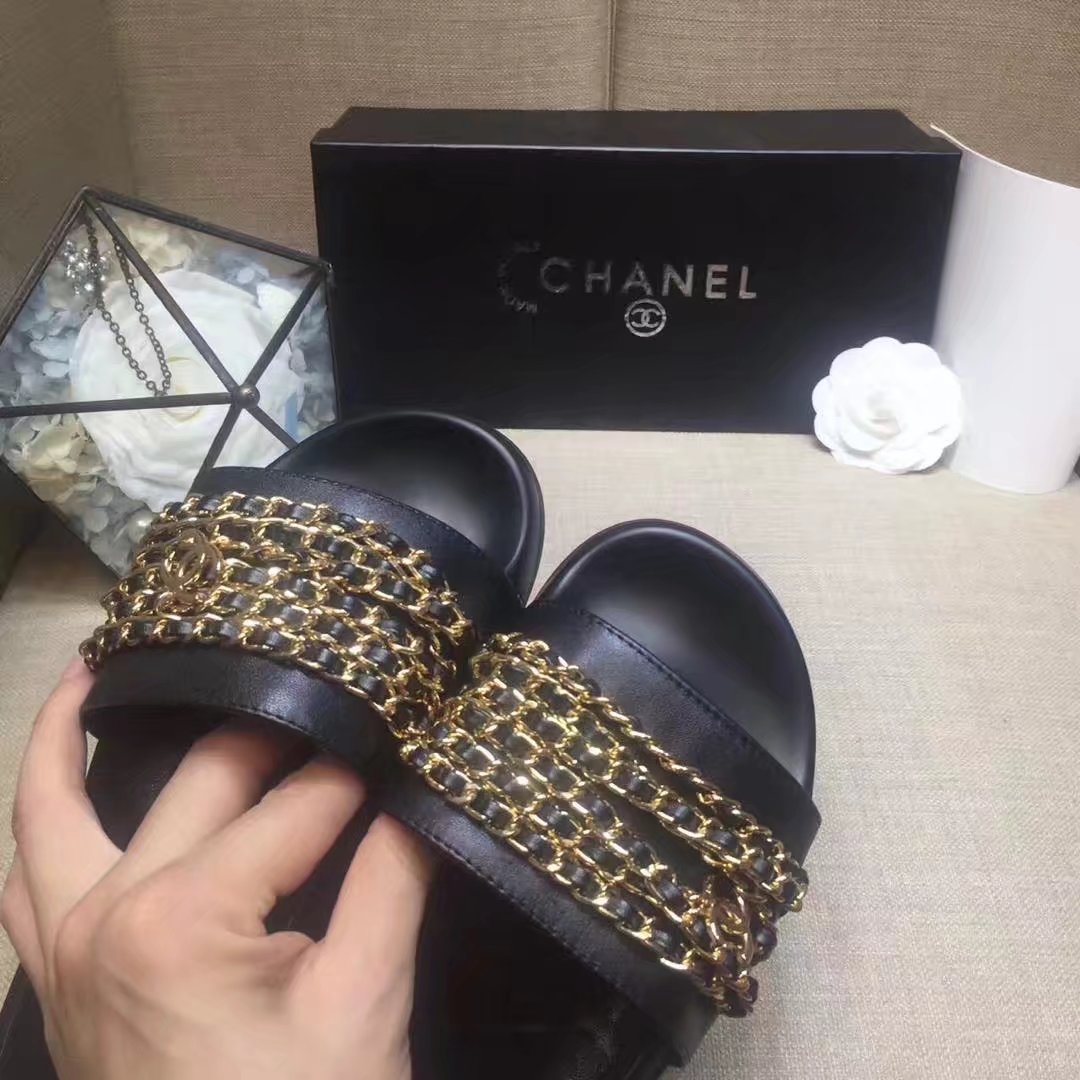 Chanel Slipper Leather CH2149 Black Chanel Slipper Leather CH2149 Black