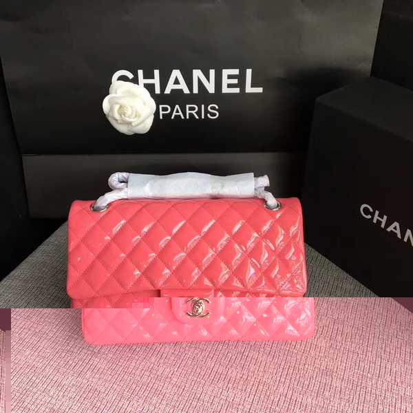 Chanel Flap Shoulder Bags Pink Original Patent Leather CF1112 Silver