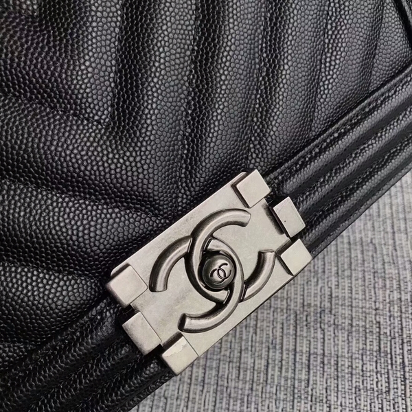Boy Chanel Original Chevron Leather 67086 Black Boy Chanel Original Chevron Leather 67086 Black