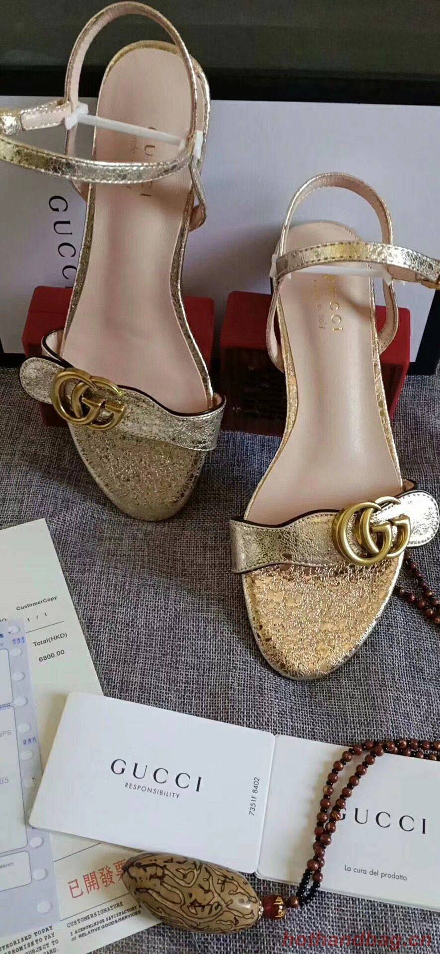 Gucci Sandals Shoes 1CM 7CM 10CM Heels GG6326 Gold Gucci Sandals Shoes 1CM 7CM 10CM Heels GG6326 Gold