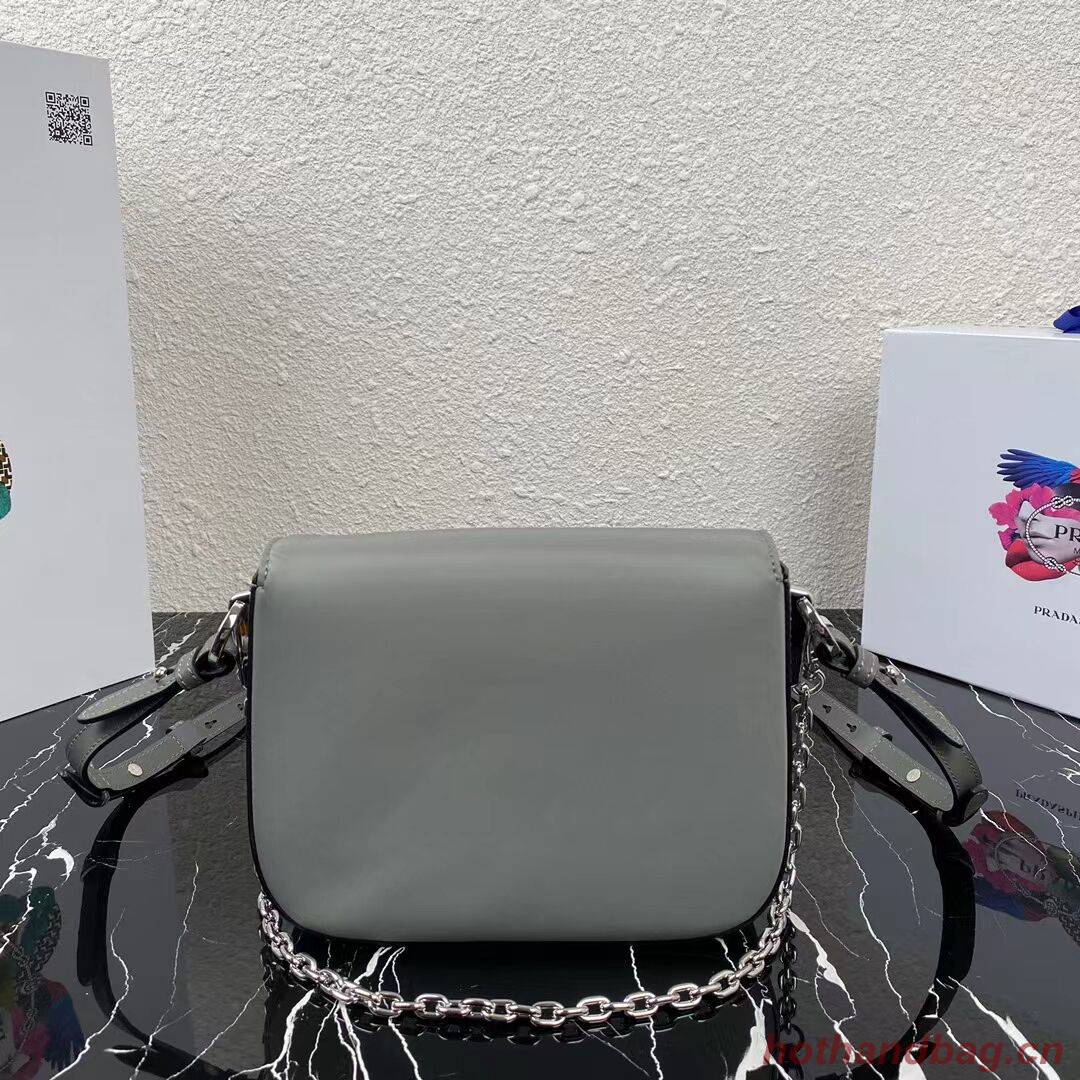 Prada Small brushed leather shoulder bag 1BA263 grey Prada Small brushed leather shoulder bag 1BA263 grey