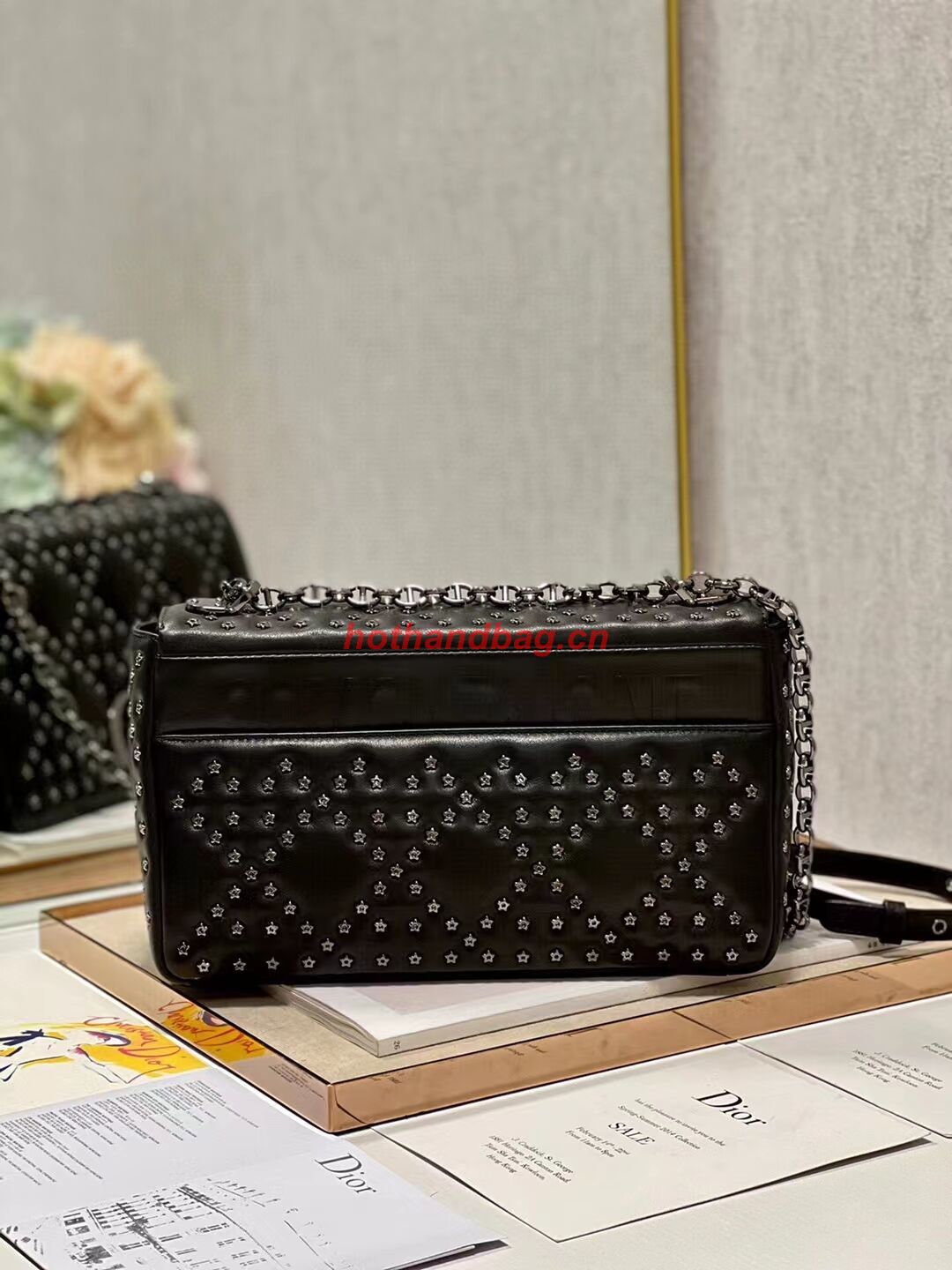 DIOR CARO MACROCANNAGE POUCH Macrocannage Calfskin with Star Motif C3136 black DIOR CARO MACROCANNAGE POUCH Macrocannage Calfskin with Star Motif C3136 black