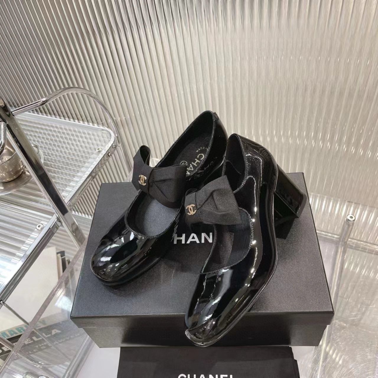 Chanel 24C Bow Mary Jane Shoes Original Patent Calf Leather 55MM Heels C85923 Black Chanel 24C Bow Mary Jane Shoes Original Patent Calf Leather 55MM Heels C85923 Black