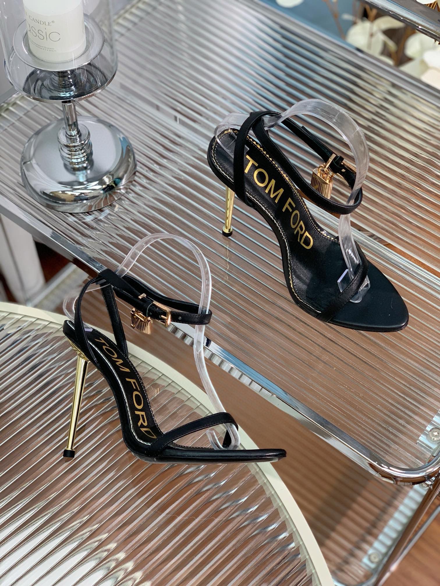 Tomford Sandals Padlock Shoes Heels Hight 10.5CM TF30912 Black Tomford Sandals Padlock Shoes Heels Hight 10.5CM TF30912 Black