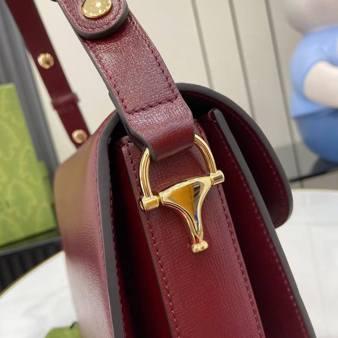 GUCCI HORSEBIT 1955 SOFT MEDIUM SHOULDER BAG 815178 Rosso Ancora red