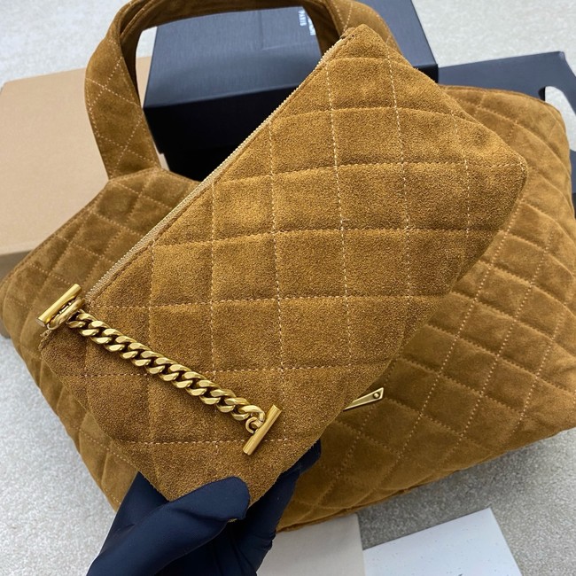 Yves Saint Laurent ICARE Medium in quilted suede 858191 CARAMEL COGNAC