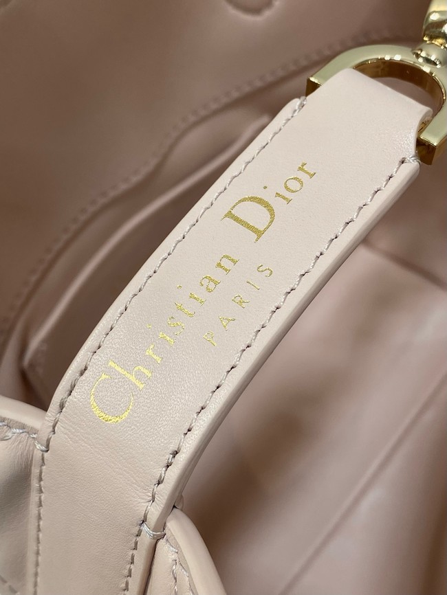 Small Dior Toujours Vertical Tote Bag Macrocannage Crinkled Calfskin M2835 pink