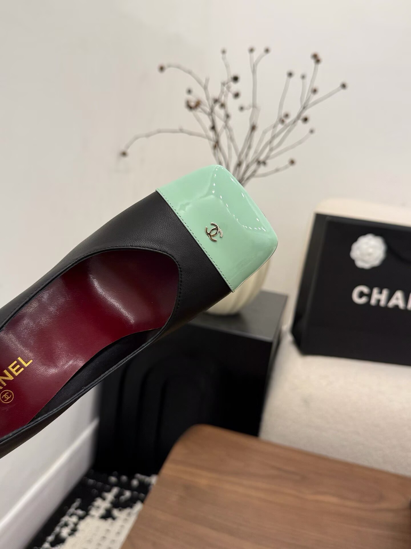 Chanel Pumps Lambskin heel G47188 Green&Black