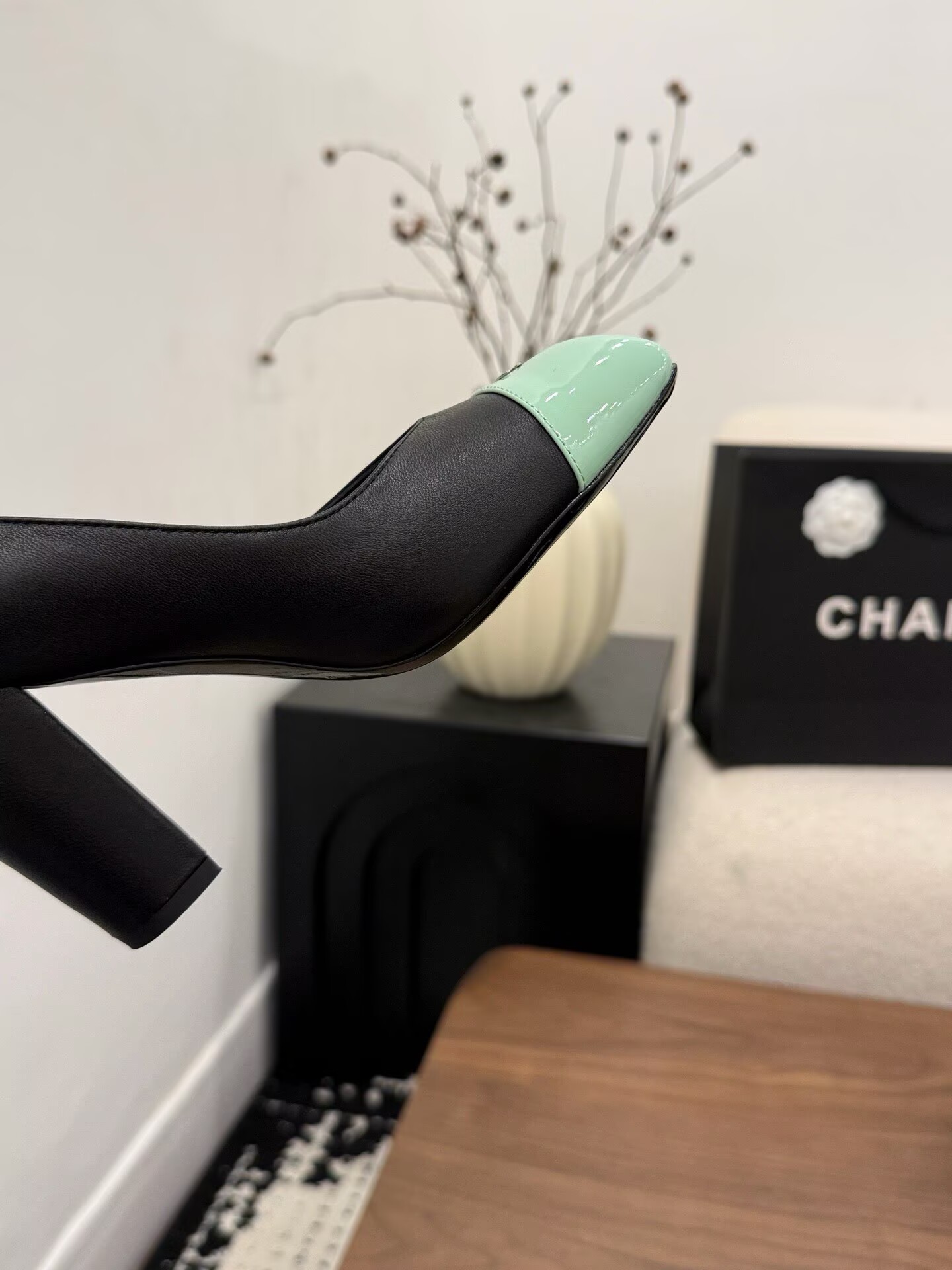 Chanel Pumps Lambskin heel G47188 Green&Black