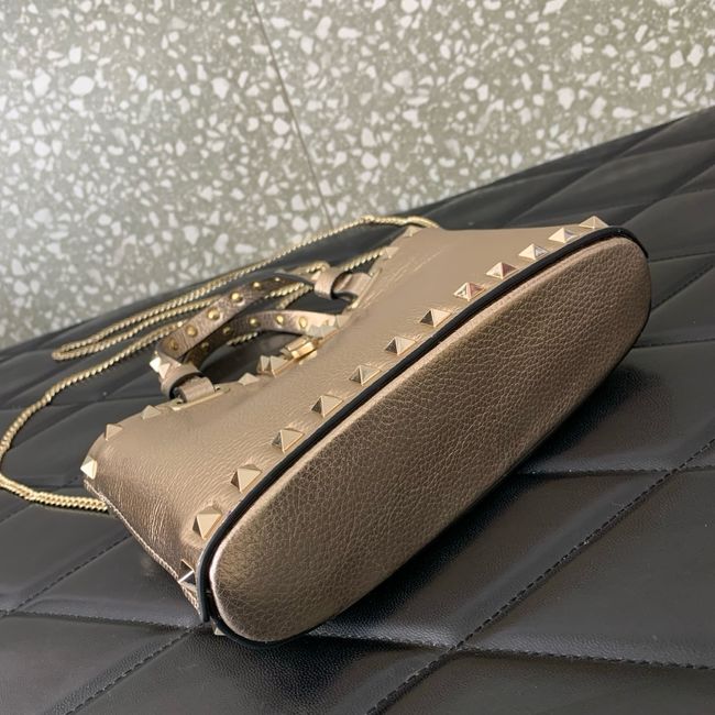 VALENTINO ROCKSTUD mini grained calfskin bag SHI16 Champagne gold