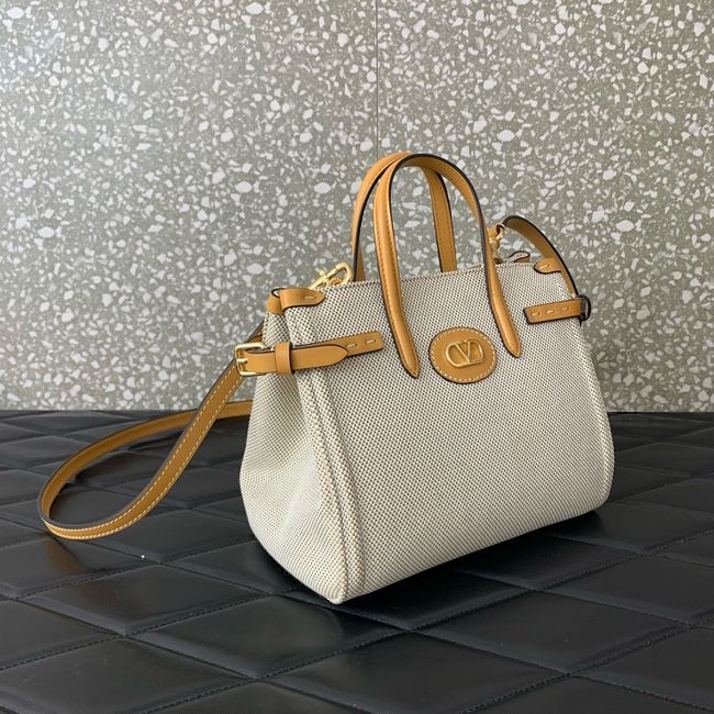 ALENTINO GARAVANI ANTIBES small Canvas leather bag WB0R20 tobacco